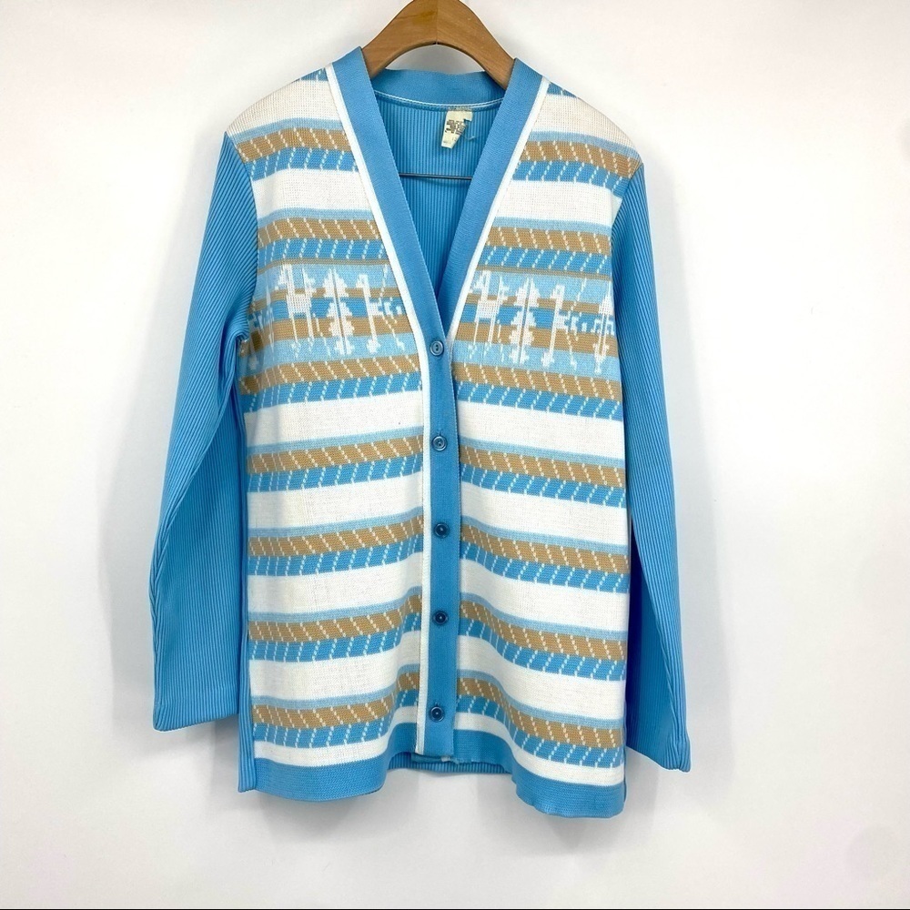 Vintage ribbed v neck button front cardigan M